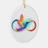 Kolibrie met oneindigheidssymbool en regenboog keramisch ornament (Rechts)