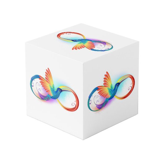 Kolibrie met oneindigheidssymbool en regenboog kubus (Achter hoekig)