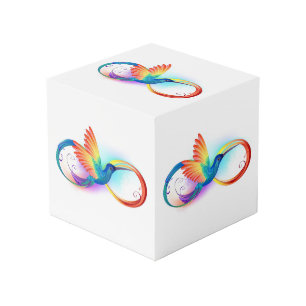 Kolibrie met oneindigheidssymbool en regenboog kubus