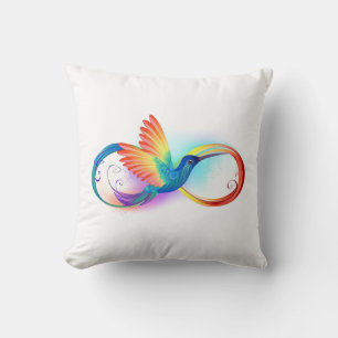 Kolibrie met oneindigheidssymbool en regenboog kussen