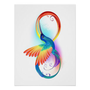 Kolibrie met oneindigheidssymbool en regenboog perfect poster