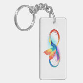 Kolibrie met oneindigheidssymbool en regenboog sleutelhanger (Voorkant Links)
