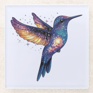 Kolibrie met Stary Night Sky Galaxy Bird Glazen Onderzetter