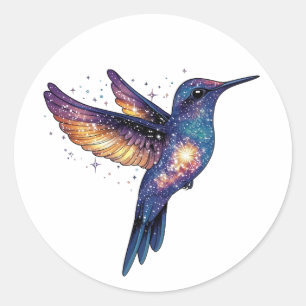 Kolibrie met Stary Night Sky Galaxy Bird Ronde Sticker