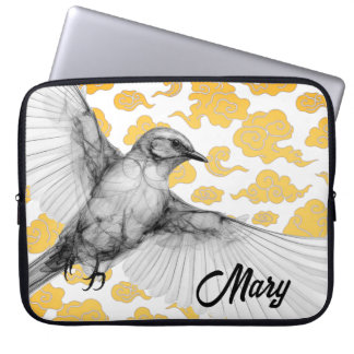 KOLIBRIE MET WOLKEN DIY NAAM LAPTOP HOES