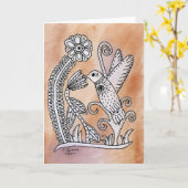 Kolibrie, Mexicaanse Bark Style Kaart (Gele Bloem)