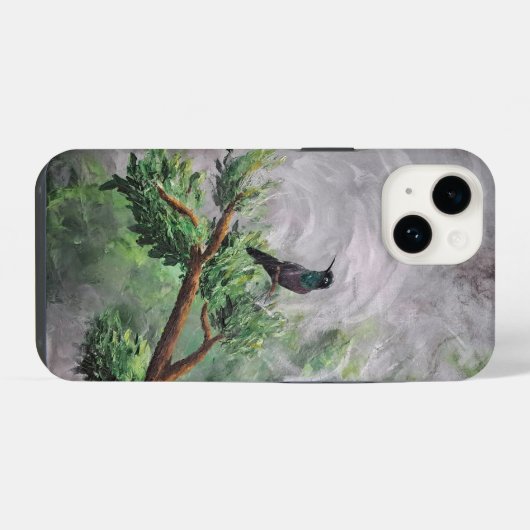 Kolibrie neergestreken op Leafy Branch iPhone Hoesje (Achterkant horizontaal)