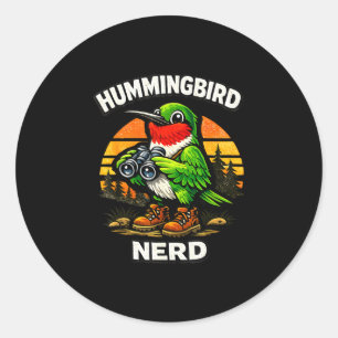 Kolibrie nerd grappige vogelaar vintage retro ronde sticker