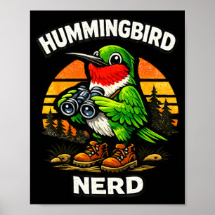 Kolibrie nerd grappige vogelspotten vintage retro poster