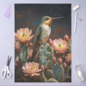 Kolibrie op een bloeiende cactus tissuepapier (Craft)