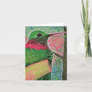 Kolibrie op gele tak kaart