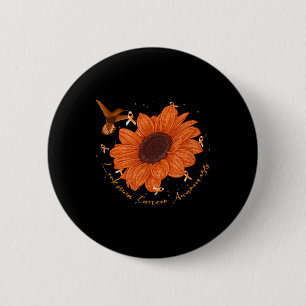 Kolibrie Oranje Zonnebloem Leukemie Kanker Bewust Ronde Button 5,7 Cm