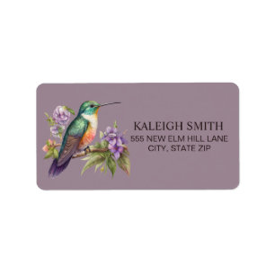 Kolibrie Paarse Bloemen Adres Etiket