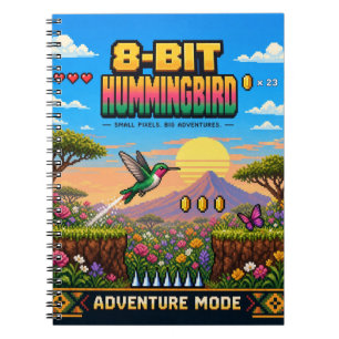 Kolibrie, Retro 8-Bit Pixelkunst Notitieboek