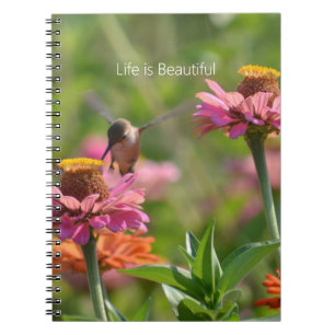 Kolibrie Roze Zinnia Bloemen (mijn fotografie) Notitieboek