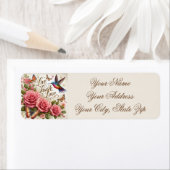 Kolibrie, Rozen en vlinders Etiket (Insitu)