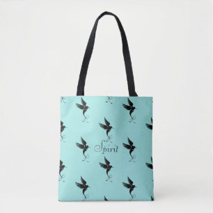 Kolibrie silhouet op licht teal draagtas