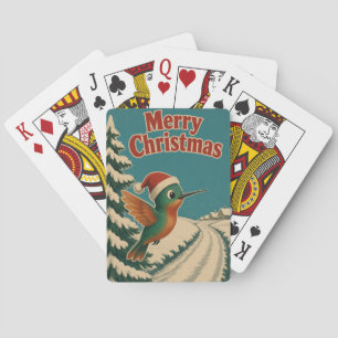 Kolibrie Sneeuw Laan Dier Kerstmis Pokerkaarten