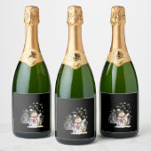 Kolibrie Sneeuwman Vrolijk Kerstfeest Sparkling Wijnetiket (Flessen)