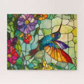Kolibrie Tiffany-stijl venster Legpuzzel (Horizontaal)