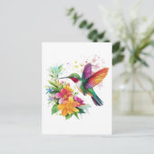 Kolibrie tropische bloemen briefkaart (Staand voorkant)