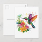 Kolibrie tropische bloemen briefkaart (Voorkant / Achterkant)