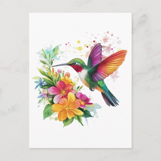 Kolibrie tropische bloemen briefkaart (Voorkant)