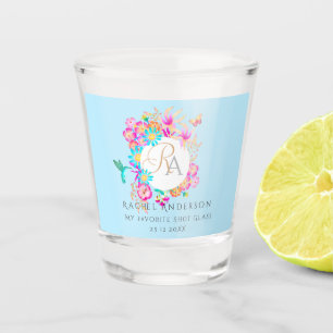Kolibrie Tuin Monogram Blauwe Shot Glas
