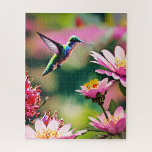 Kolibrie vliegen naar een bloemen Puzzel