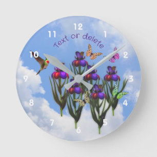 Kolibrie Vlinders Iris Bloemen Persoonlijk  Ronde Klok