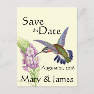 Kolibrie Vogelbloem Floral Save the Date Aankondigingskaart
