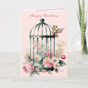 Kolibrie Vogelkooi Lente Bloemen Kaart