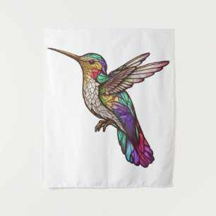 Kolibrie Vogelportret Glas in lood Art Wandkleed