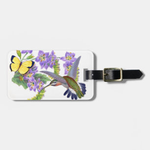 Kolibrie Vogels Vlinder Bloem Bloem Tag Bagagelabel