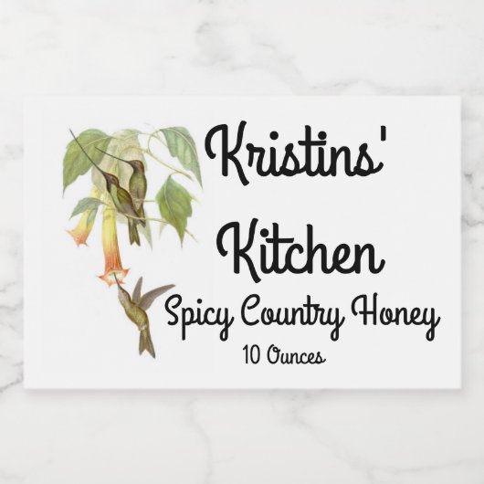 Kolibrie Vogels Wildlife Bloemen Voedsel Label Voedselcontainer Etiket (Enkel label)