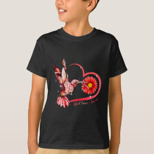 Kolibrie Zonnebloem Rood Lint Bloedkanker Awar T-shirt