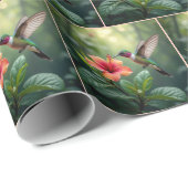 Kolibrie zweeft over een hibiscus cadeaupapier (Rol Hoek)