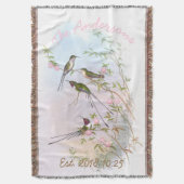 Kolibries Bloemen Custom bruiloft cadeau Deken (Voorkant Verticaal)