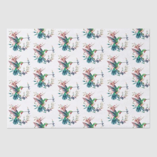 kolibries bloemen patroon tissuepapier (Voorkant)