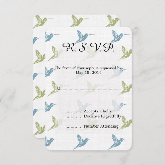Kolibries Bruiloft RSVP (Voorkant / Achterkant)
