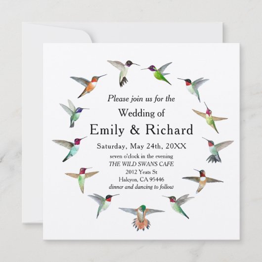 Kolibries bruiloft uitnodiging (Voorkant)