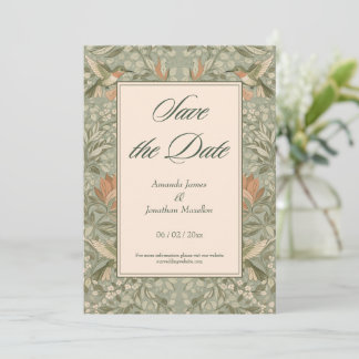 Kolibries en Bloemen Art Nouveau Save the Date Kaart