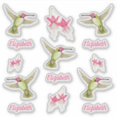 Kolibries en Fuchsia Bloesems Vinyl Sticker (Voorkant)