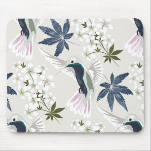 Kolibries en witte bloemen. muismat