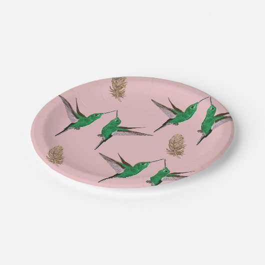 Kolibries Gouden veren Papieren Bordje (Gekanteld)