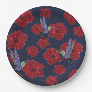 Kolibries Hawaii rode Bloemen Papieren Bordje