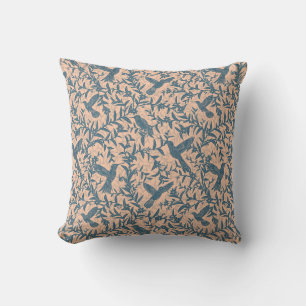 Kolibries loof grillig  blauw kussen