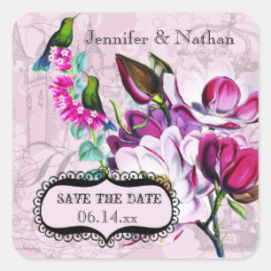 Kolibries Magnolias Save the Date Stickers