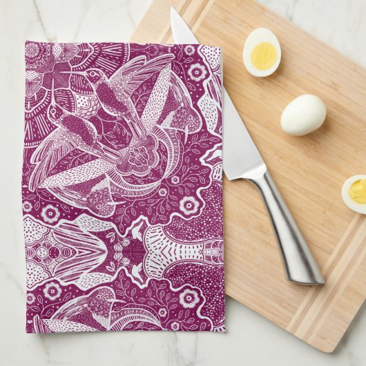 Kolibries Mandala | Achtergrondkleur kiezen Theedoek (Quarter Fold)