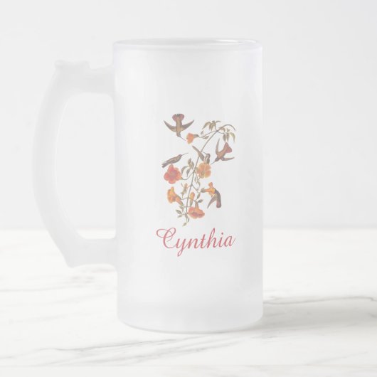 Kolibries met Bloeiende Wijnstok  Art Matglas Bierpul (Links)